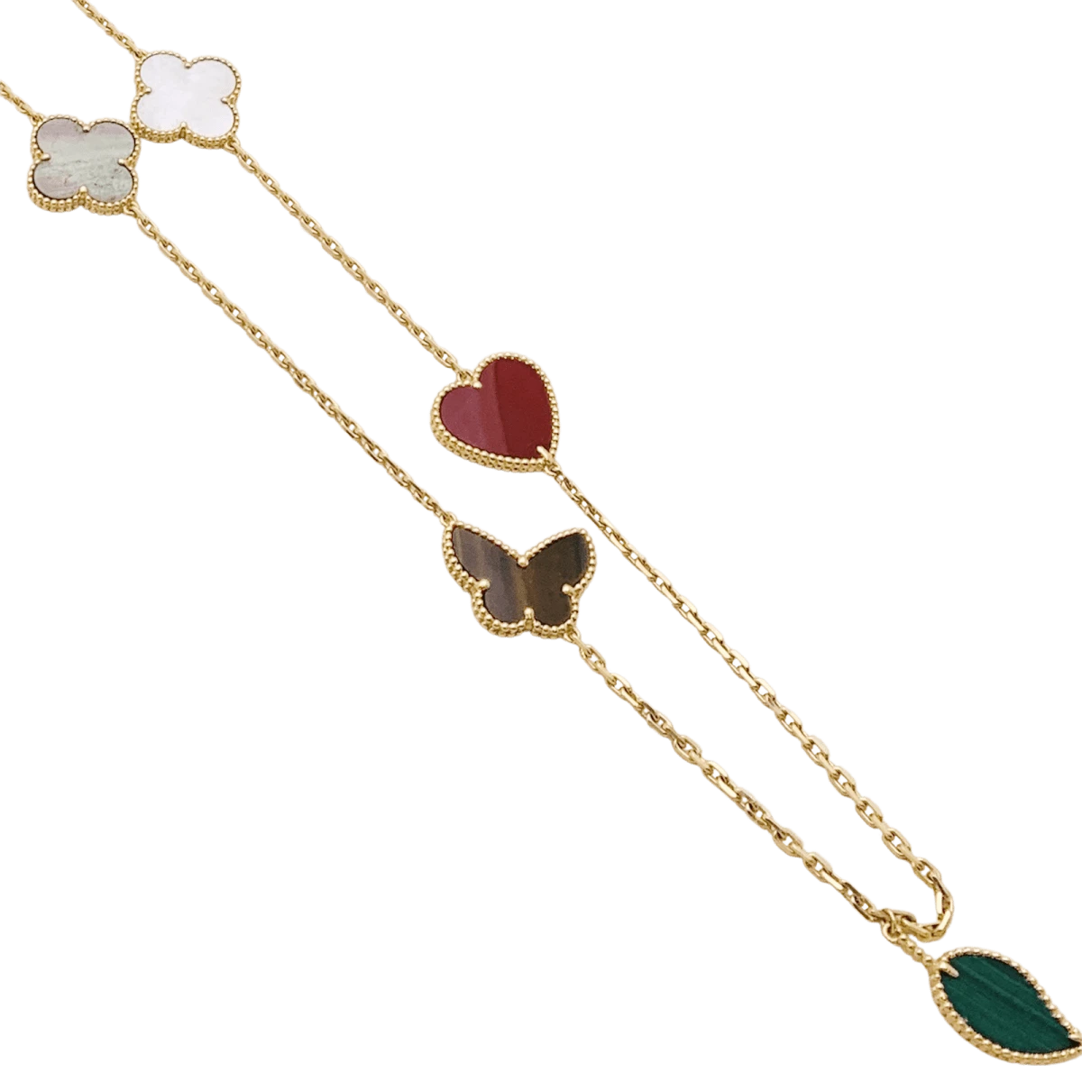 Miller Collier-Sautoir VAN CLEEF & ARPELS "Lucky Alhambra", Or Jaune, Cornaline, Malachite, Oeil De Tigre, Nacre 4 Miller Collier-Sautoir VAN CLEEF & ARPELS "Lucky Alhambra", Or Jaune, Cornaline, Malachite, Oeil De Tigre, Nacre – Image 4