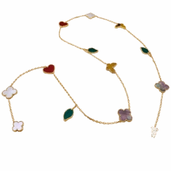 Miller Collier-Sautoir VAN CLEEF & ARPELS "Lucky Alhambra", Or Jaune, Cornaline, Malachite, Oeil De Tigre, Nacre 11 Miller Collier-Sautoir VAN CLEEF & ARPELS "Lucky Alhambra", Or Jaune, Cornaline, Malachite, Oeil De Tigre, Nacre -Castafiore Boutique collier sautoir van cleef arpels lucky alhambra or jaune cornaline malachite oeil de tigre nacre 638704