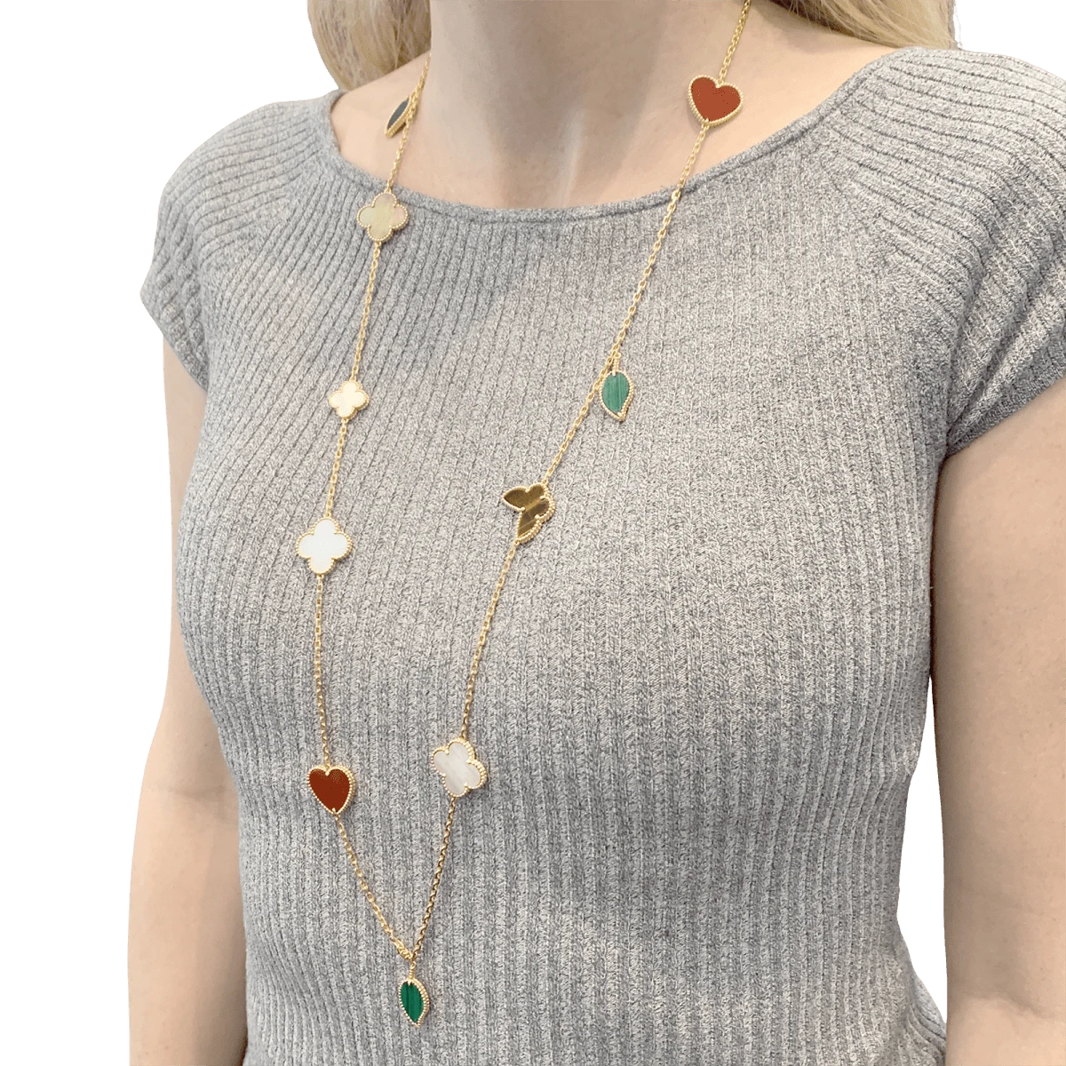 Miller Collier-Sautoir VAN CLEEF & ARPELS "Lucky Alhambra", Or Jaune, Cornaline, Malachite, Oeil De Tigre, Nacre 7 Miller Collier-Sautoir VAN CLEEF & ARPELS "Lucky Alhambra", Or Jaune, Cornaline, Malachite, Oeil De Tigre, Nacre – Image 7