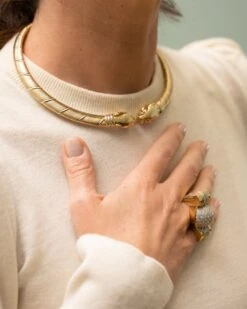 Collier Torque CARTIER "Têtes De Panthère" En 3 Ors