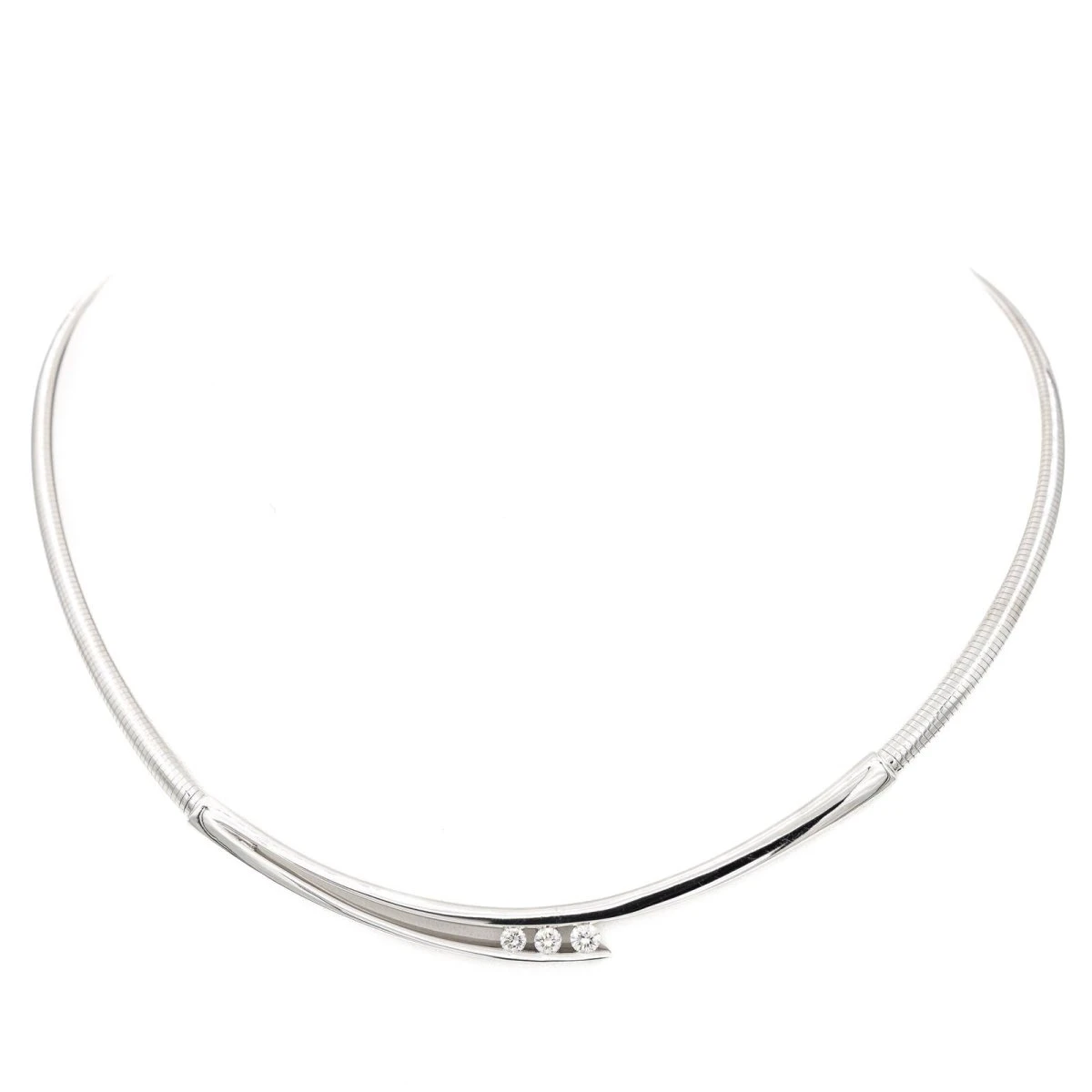 Collier Trilogie Or Blanc Diamant 1 Collier Trilogie Or Blanc Diamant