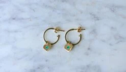 Créoles Or Jaune Coeur Emeraude Colombienne -Castafiore Boutique creoles or jaune coeur emeraude colombienne 313080