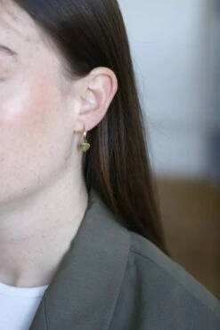 Créoles Or Jaune Coeur Emeraude Colombienne -Castafiore Boutique creoles or jaune coeur emeraude colombienne 451891