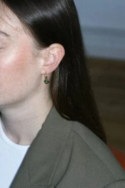 Créoles Or Jaune Coeur Emeraude Colombienne -Castafiore Boutique creoles or jaune coeur emeraude colombienne 601688