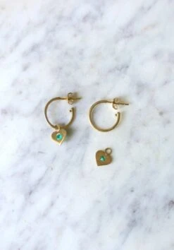 Créoles Or Jaune Coeur Emeraude Colombienne -Castafiore Boutique creoles or jaune coeur emeraude colombienne 823876