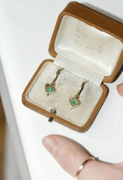 Créoles Or Jaune Coeur Emeraude Colombienne -Castafiore Boutique creoles or jaune coeur emeraude colombienne 903638