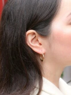 Créoles Vintage Or Jaune Godronné -Castafiore Boutique creoles vintage or jaune godronne 141014