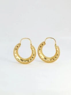 Créoles Vintage Or Jaune Godronné -Castafiore Boutique creoles vintage or jaune godronne 488479