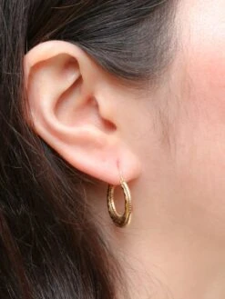 Créoles Vintage Or Jaune Godronné -Castafiore Boutique creoles vintage or jaune godronne 847812