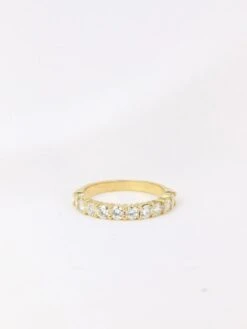 Demi-Alliance Américaine En Or Jaune Et Diamants 1 Carat