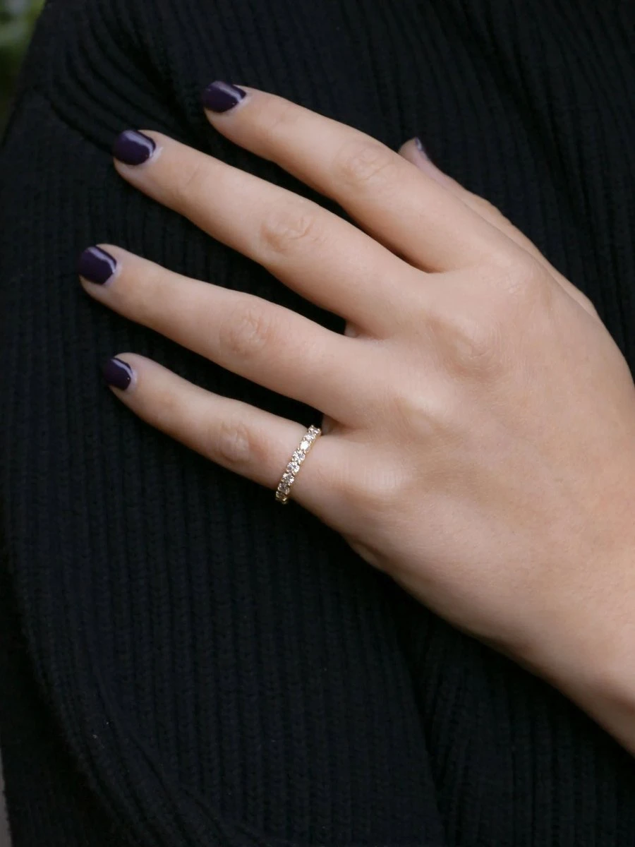 Demi-Alliance Américaine En Or Jaune Et Diamants 1 Carat 8 Demi-Alliance Américaine En Or Jaune Et Diamants 1 Carat – Image 8