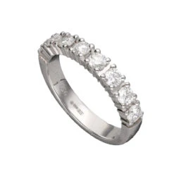Bague Demi-Alliance DE BEERS En Platine Et Diamants -Castafiore Boutique demi alliance de beers en platine avec 8 diamants brillants soit 062 cts h si1 de 2016 full set 972649