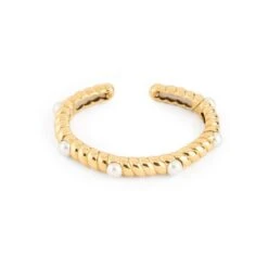 Deux Bracelets En Or Jaune Torsadé Et Perles -Castafiore Boutique deux bracelets en or jaune torsade et perles 253047