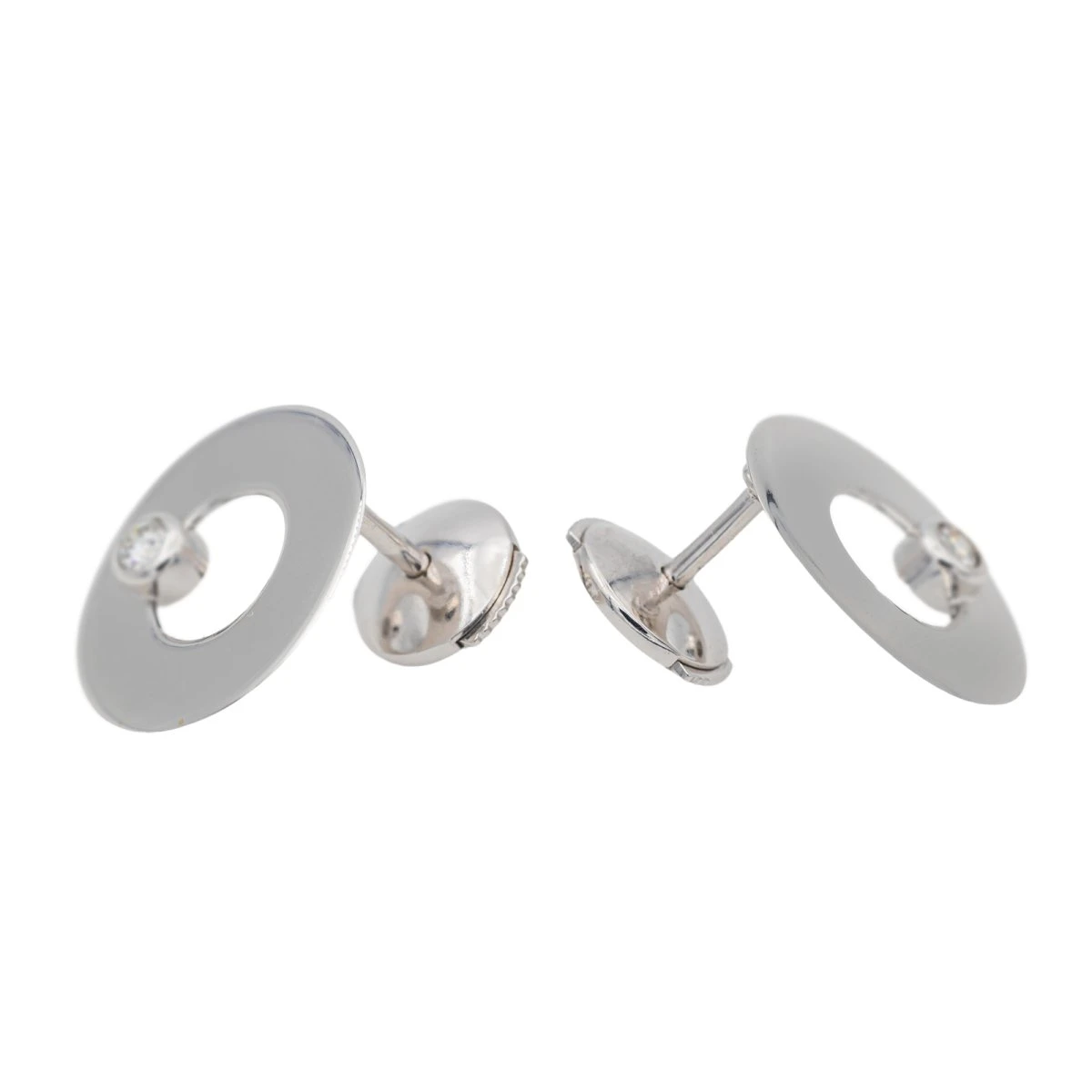 Dinh Van Boucles D'oreilles Puces Cible Or Blanc Diamant 3 Dinh Van Boucles D'oreilles Puces Cible Or Blanc Diamant – Image 3
