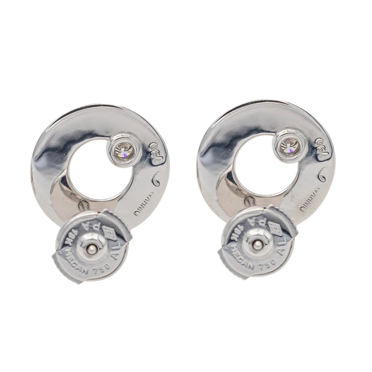 Dinh Van Boucles D'oreilles Puces Cible Or Blanc Diamant 4 Dinh Van Boucles D'oreilles Puces Cible Or Blanc Diamant – Image 4