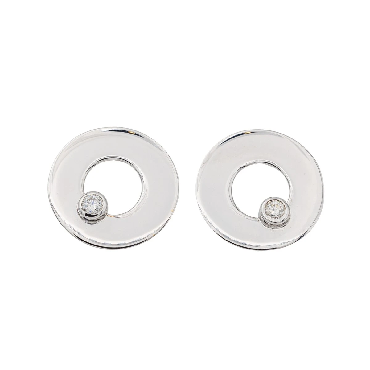 Dinh Van Boucles D'oreilles Puces Cible Or Blanc Diamant 1 Dinh Van Boucles D'oreilles Puces Cible Or Blanc Diamant