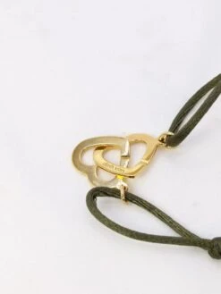 DINH VAN Bracelet Double Coeur Or Jaune Cordon Kaki 12 DINH VAN Bracelet Double Coeur Or Jaune Cordon Kaki -Castafiore Boutique dinh van bracelet double coeur or jaune cordon kaki 385005