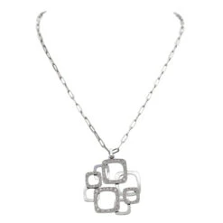 Dinh Van Collier Pendentif Impression Or Blanc Diamant