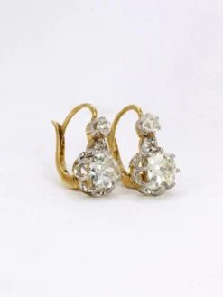 Dormeuses Anciennes Or Diamants Taille Ancienne 2,2 Ct -Castafiore Boutique dormeuses anciennes or diamants taille ancienne 22 ct 803998