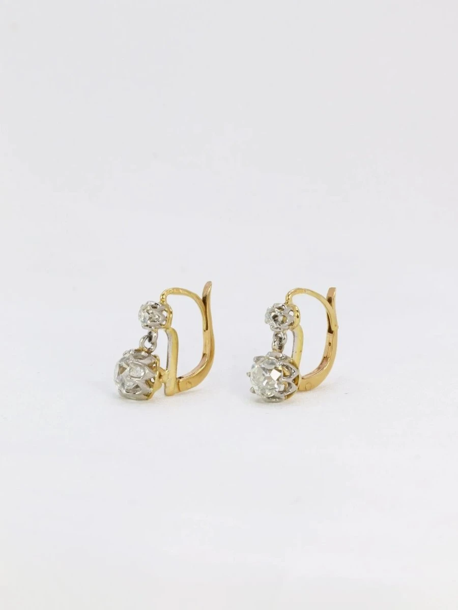 Dormeuses Or Diamants Taille Ancienne 2,4 Ct 4 Dormeuses Or Diamants Taille Ancienne 2,4 Ct – Image 4