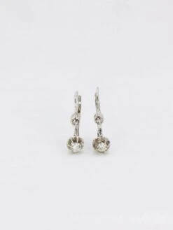 Dormeuses Vintage En Or Blanc Et Diamants 0.3ct
