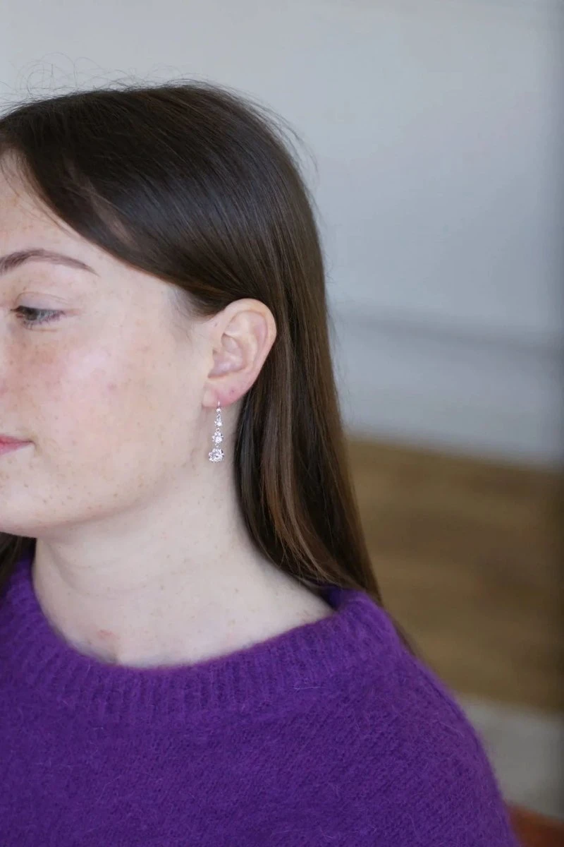 Longues Dormeuses Diamants Sur Or Blanc 5 Longues Dormeuses Diamants Sur Or Blanc – Image 5