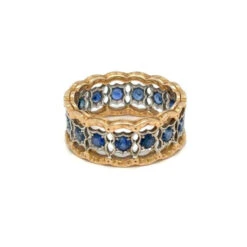 Bague Bandeau MARIO BUCCELLATI "Rombi Eternelle" En Or Blanc, Or Rose Et Saphirs 5 Bague Bandeau MARIO BUCCELLATI "Rombi Eternelle" En Or Blanc, Or Rose Et Saphirs -Castafiore Boutique mario buccellati rombi eternelle sapphire gold band ring 151409