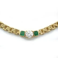Collier Or, Diamant & Emeraudes - René KREISS