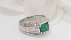 Bague Jonc En Or Blanc émeraude Et Diamants -Castafiore Boutique mc 00Id6hF5LF