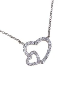 Collier Cœur, En Or Blanc 18k Et Diamants
