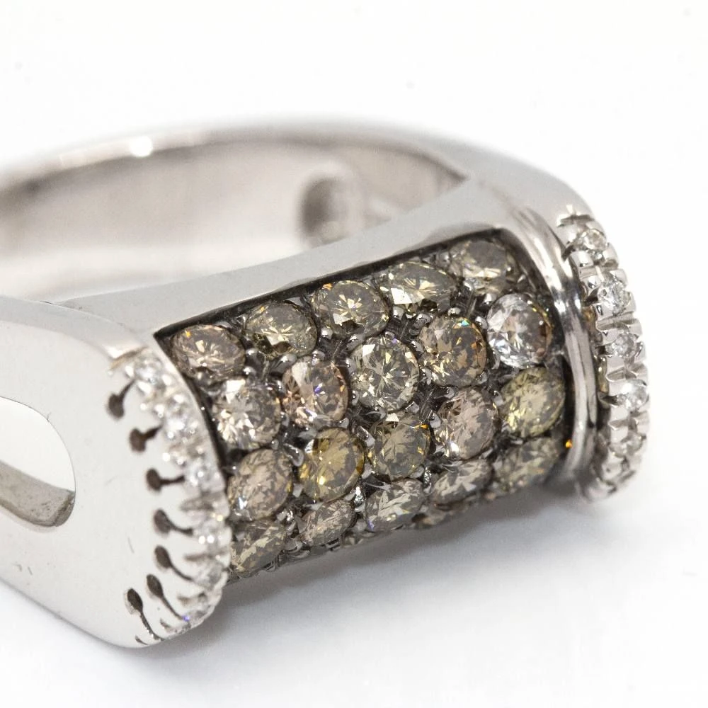 Bague En Or Blanc Et Diamants Champagne D'occasion 6 Bague En Or Blanc Et Diamants Champagne D'occasion – Image 6