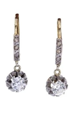 Dormeuses Art-nouveau En Or Jaune, Platine Et Diamants -Castafiore Boutique mc 1xW HzGVJ