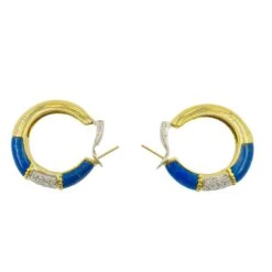 Boucles D'oreilles Créoles CARTIER En Or Jaune, Lapis-lazuli Et Diamants 7 Boucles D'oreilles Créoles CARTIER En Or Jaune, Lapis-lazuli Et Diamants -Castafiore Boutique mc 2DmfW7an0