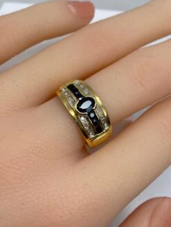 Bague Bandeau En Or Jaune Sertie De Diamants Et De Saphirs -Castafiore Boutique mc 2 K57mRNH