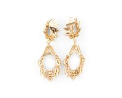Boucles D'oreilles VOURAKIS En Or Jaune, Type Floral, Diamants Et Corail Peau D'ange. -Castafiore Boutique mc 5x4QI6rj