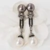Paire De Pendants D'oreilles En Or Blanc Diamants Cognacs Et Perles -Castafiore Boutique mc 6r4PSbo4u