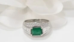 Bague Jonc En Or Blanc émeraude Et Diamants -Castafiore Boutique mc 7USB7JIEoD