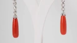 Pendants D'oreilles En Or Blanc, Diamants Et Corail -Castafiore Boutique mc 826GnVr9id