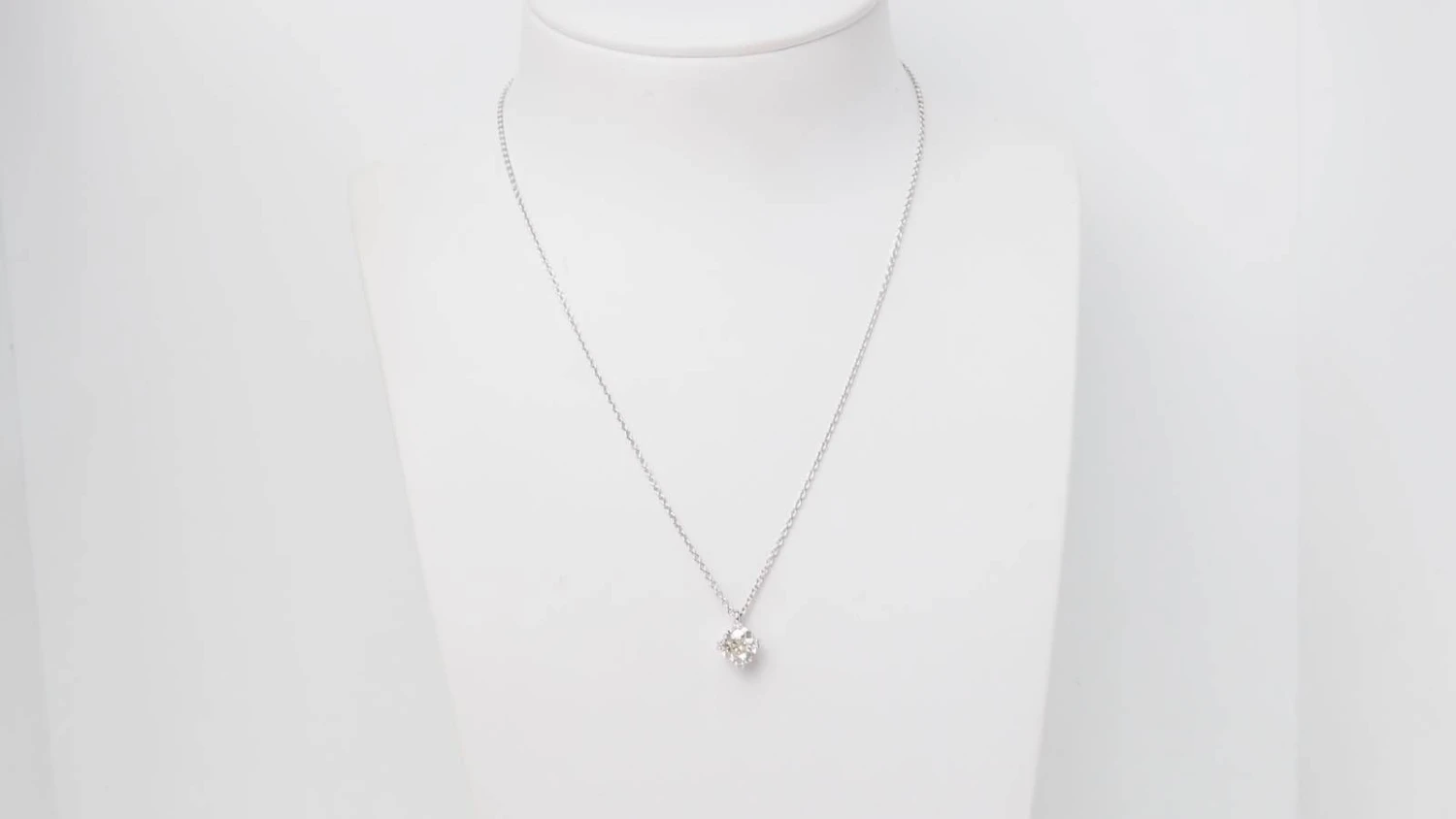 Collier Solitaire En Or Blanc Et Diamant 1,40ct 3 Collier Solitaire En Or Blanc Et Diamant 1,40ct – Image 3