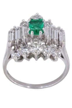 Bague Années 50' En Or Blanc émeraude Et Diamants 8 Bague Années 50' En Or Blanc émeraude Et Diamants -Castafiore Boutique mc ArTl2GnlzF