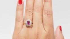 Bague Entourage E En Or Jaune, Rubis Et Diamants -Castafiore Boutique mc BQx830gE0