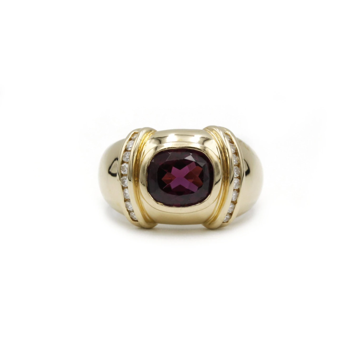Bague Jonc En Or, Rhodolite Et Diamants 1 Bague Jonc En Or, Rhodolite Et Diamants