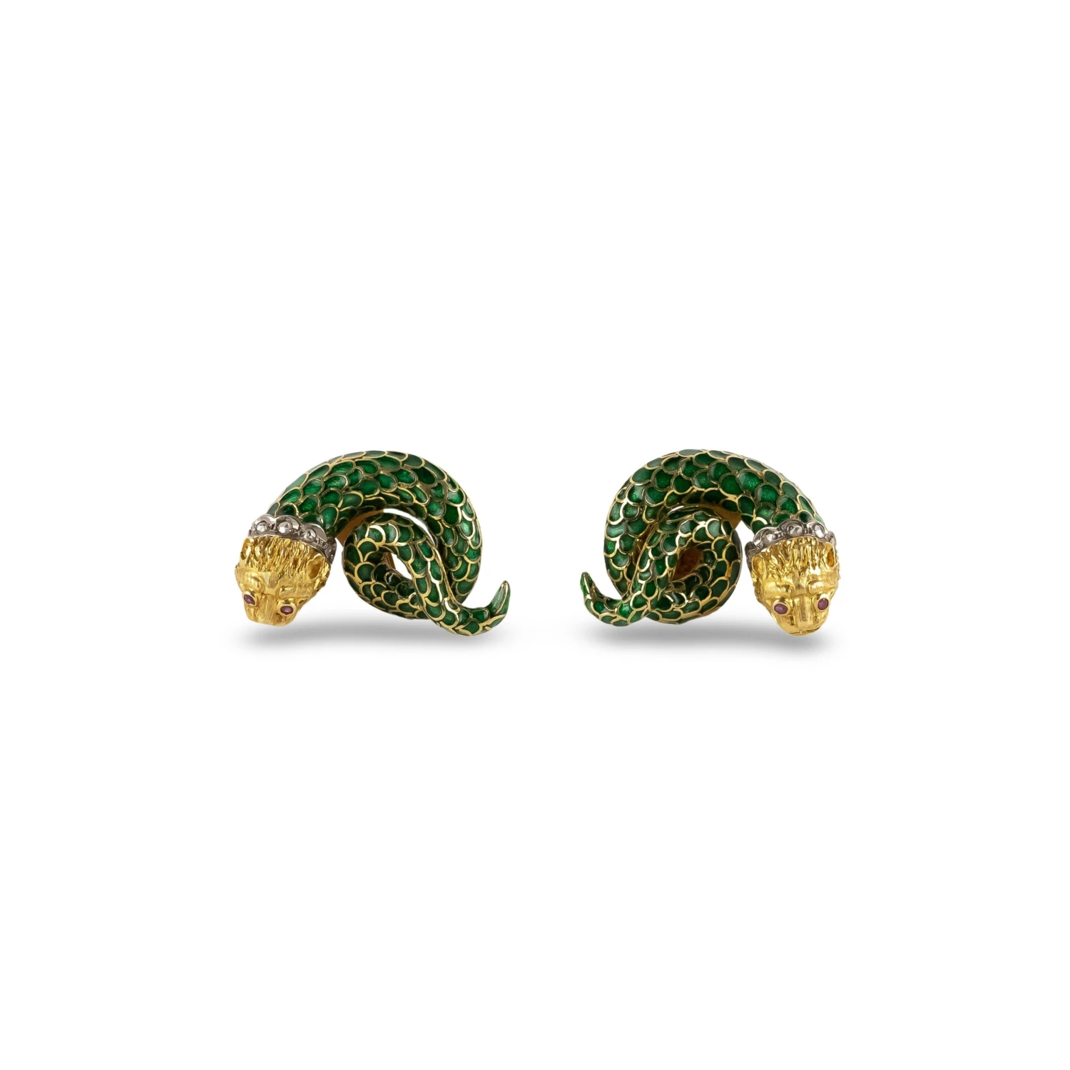 Boucles D'oreilles Clip LALAOUNIS Serpents En Or Jaune, émail, Rubis Et Diamants 1 Boucles D'oreilles Clip LALAOUNIS Serpents En Or Jaune, émail, Rubis Et Diamants