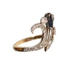 Bague Aigrette En Or Jaune, Or Blanc, Saphir Et Diamants 10 Bague Aigrette En Or Jaune, Or Blanc, Saphir Et Diamants -Castafiore Boutique mc C8G7ruAc