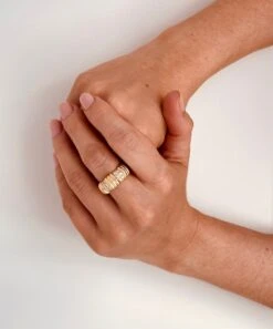 Bague Bandeau à Godrons En Or Jaune Et Diamants -Castafiore Boutique mc FZob5eX9k