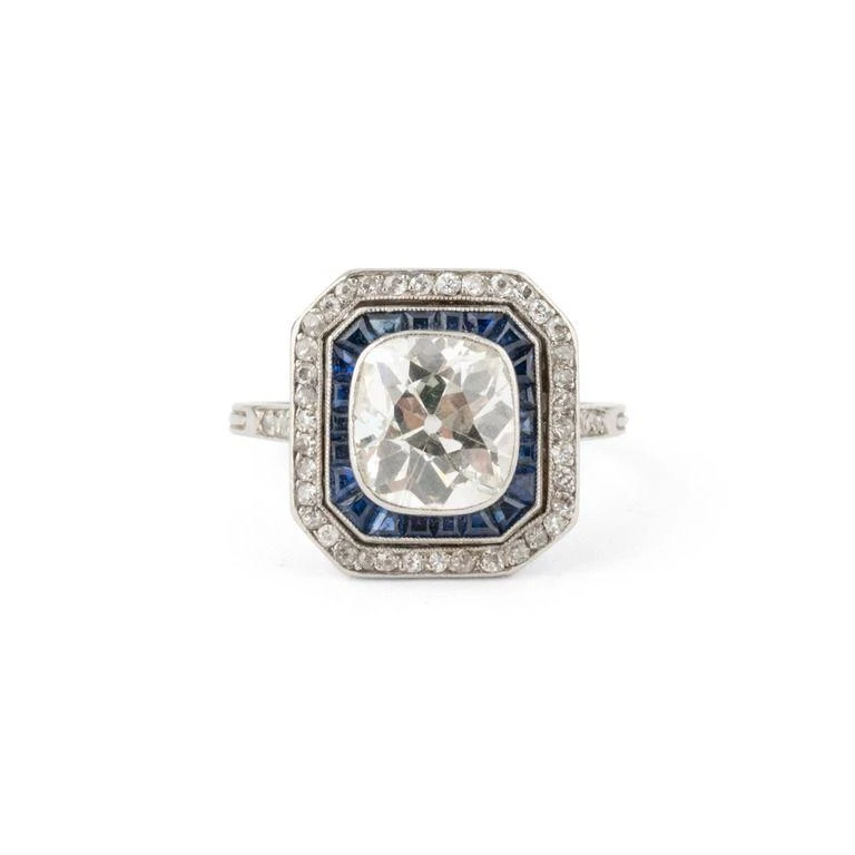 Bague Art Déco En Platine, Saphirs Et Diamants 1 Bague Art Déco En Platine, Saphirs Et Diamants