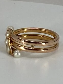 Bague En Or 18 Carats à Double Anneaux Tubulaires Sertis De 5 Perles, Vers 1900 -Castafiore Boutique mc K88shnGnf