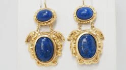 Boucles D'Oreilles Cabochon Lapis Lazuli Et Or Jaune -Castafiore Boutique mc KRwERMBmA