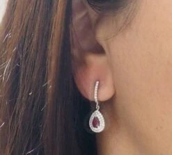 Boucles D'oreilles En Or Blanc, Rubis Poire Et Diamants -Castafiore Boutique mc Lzxmumlu4