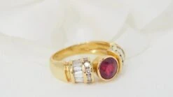 Bague Jonc En Or Jaune, Rubis Naturel Et Diamants -Castafiore Boutique mc M4wdxQ5va